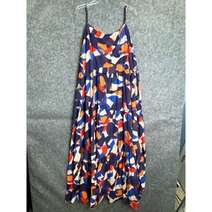 Nine West Plus 3X Abstract Tiered Long Maxi Dress Long Sleeveless Lined NWT